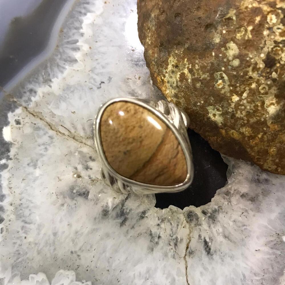 Carolyn Pollack Sterling Silver Natural Picture Jasper Ring Size 10 For Women - Picture 2 of 10